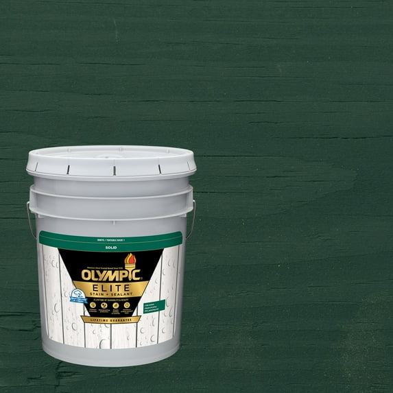 Olympic Elite 5 Gallons SC-1048 Mountain Pine Solid Advanced Exterior Stain and Sealer in One