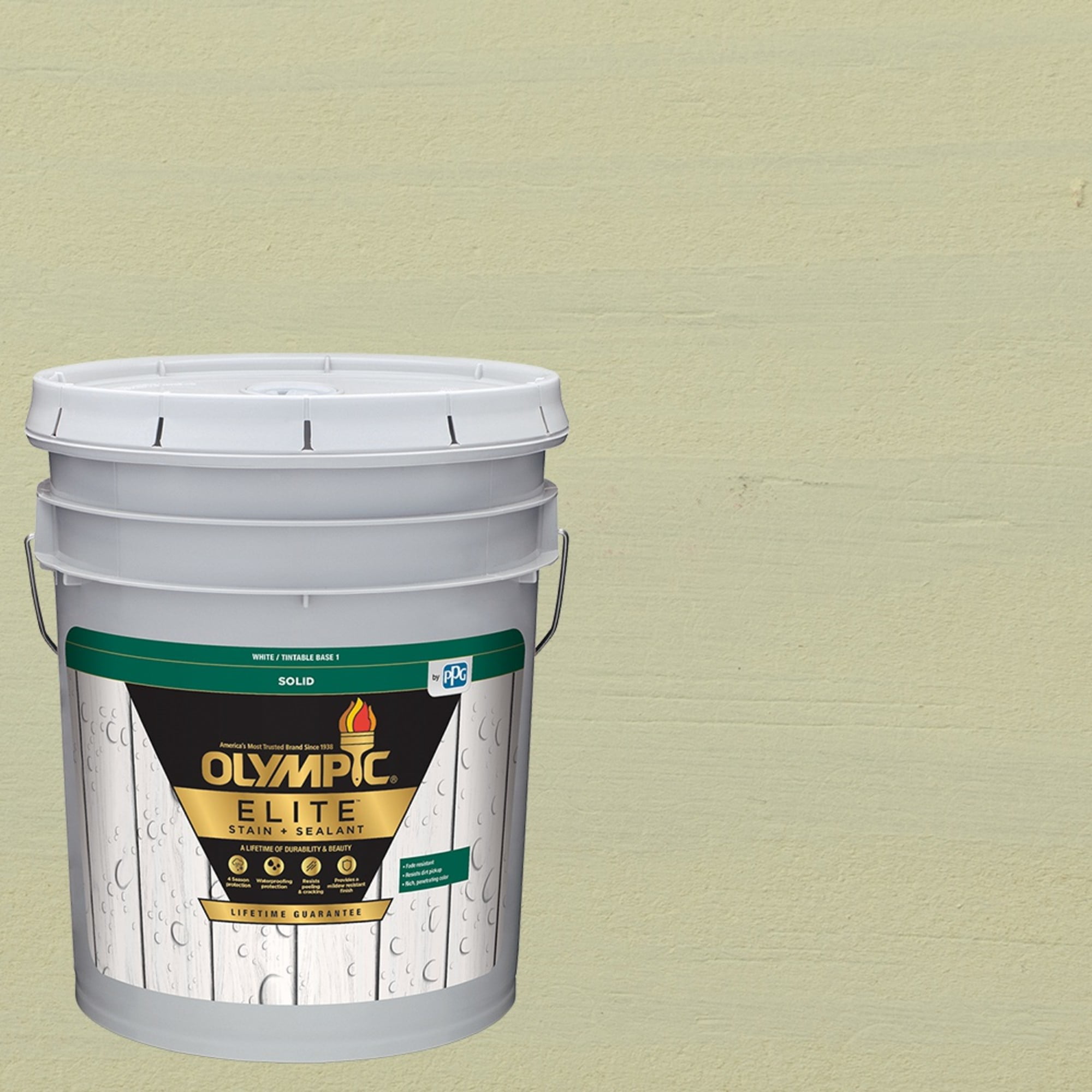 Olympic Elite 5 Gallons SC-1051 Mystic White Solid Advanced Exterior Stain and Sealer in One