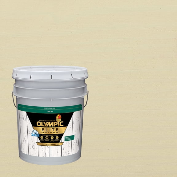 Olympic Elite 5 Gallons SC-1055 Off White Solid Advanced Exterior Stain and Sealer in One