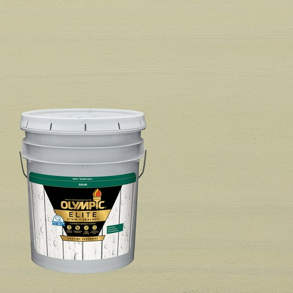 Olympic Elite 5 Gallons SC-1057 Outside White Solid Advanced Exterior Stain and Sealer in One