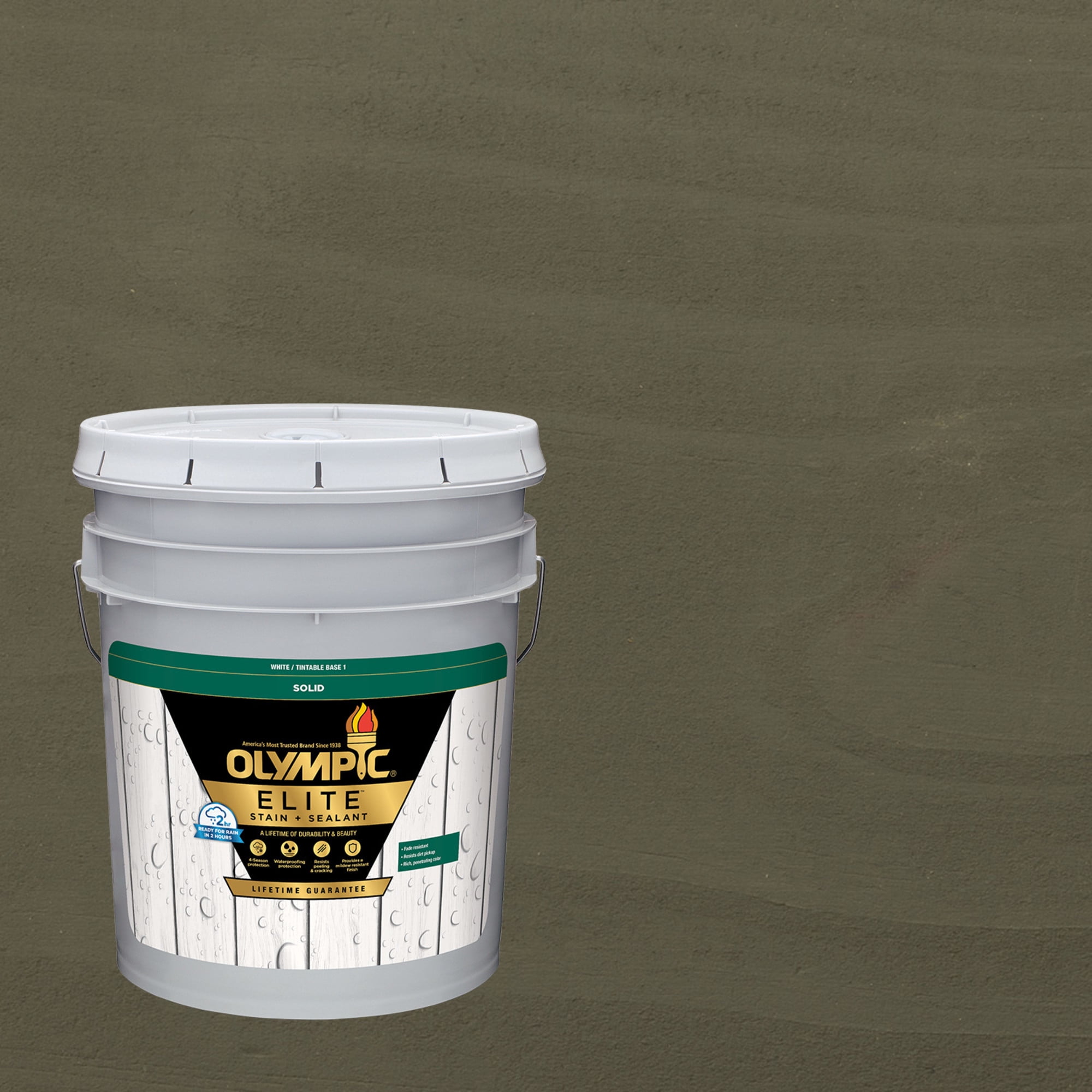 Olympic Elite 5 Gallons SC-1059 Pewter Solid Advanced Exterior Stain and Sealer in One