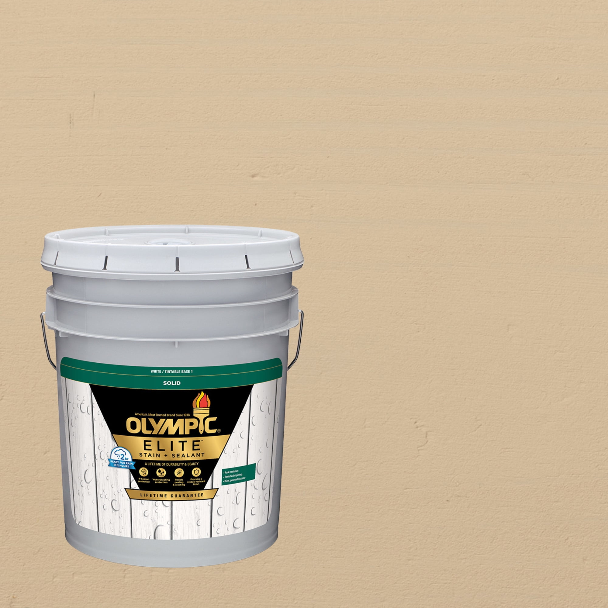 Olympic Elite 5 Gallons SC-1062 Pink Sand Solid Advanced Exterior Stain and Sealer in One