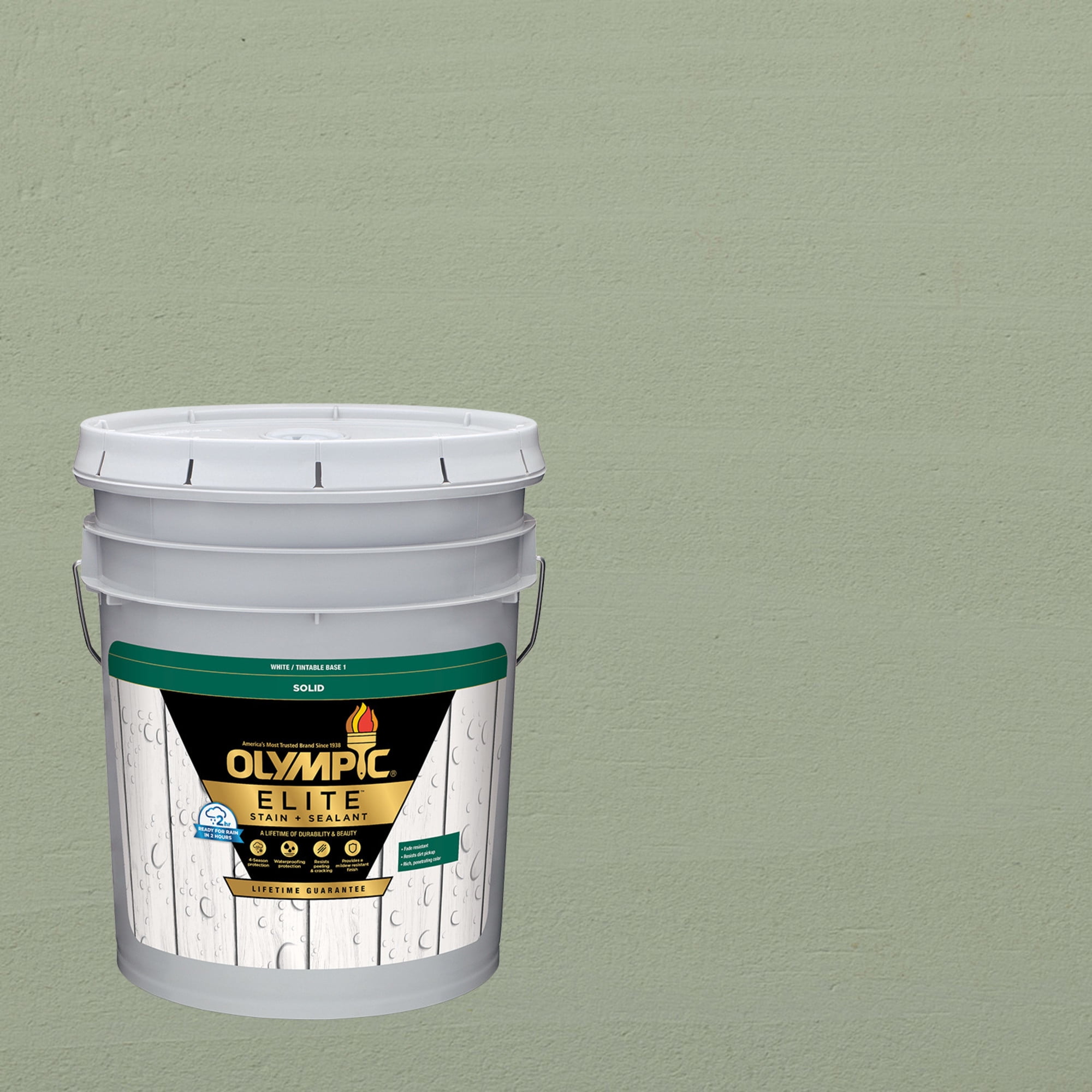 Olympic Elite 5 Gallons SC-1076 Silver Lining Solid Advanced Exterior Stain and Sealer in One