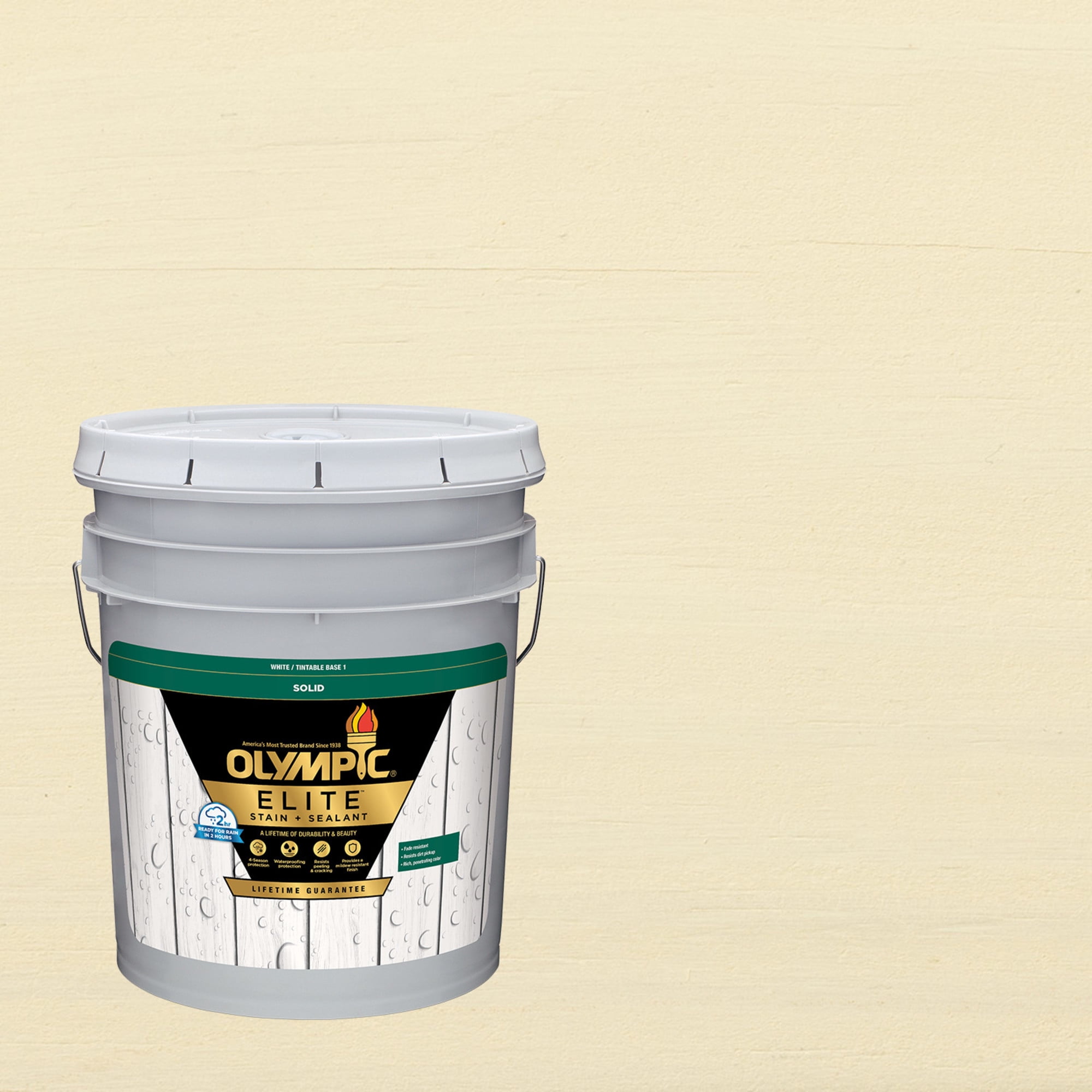 Olympic Elite 5 Gallons SC-1078 Snowflake Solid Advanced Exterior Stain and Sealer in One