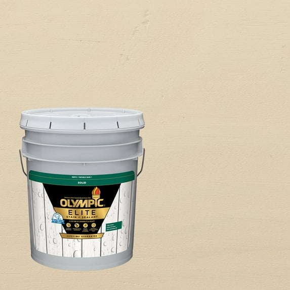 Olympic Elite 5 Gallons SC-1086 White Sands Solid Advanced Exterior Stain and Sealer in One