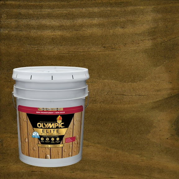 Olympic Elite 5 Gallons ST-2001 Black Oak Semi-Transparent Exterior Stain and Sealer in One Low VOC