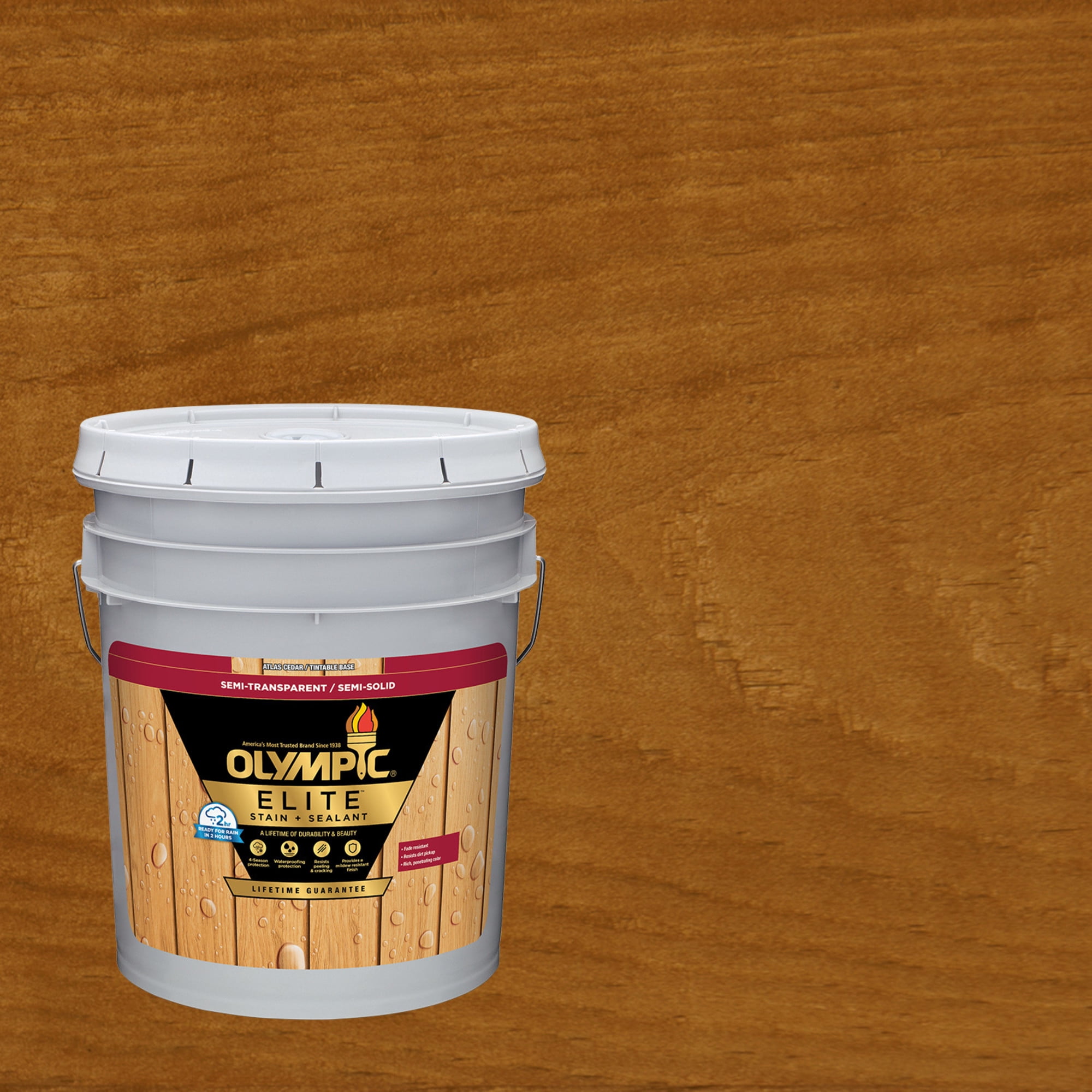 Olympic Elite 5 Gallons ST-2005 Cedar Naturaltone Semi-Transparent Exterior Stain and Sealer in One Low VOC