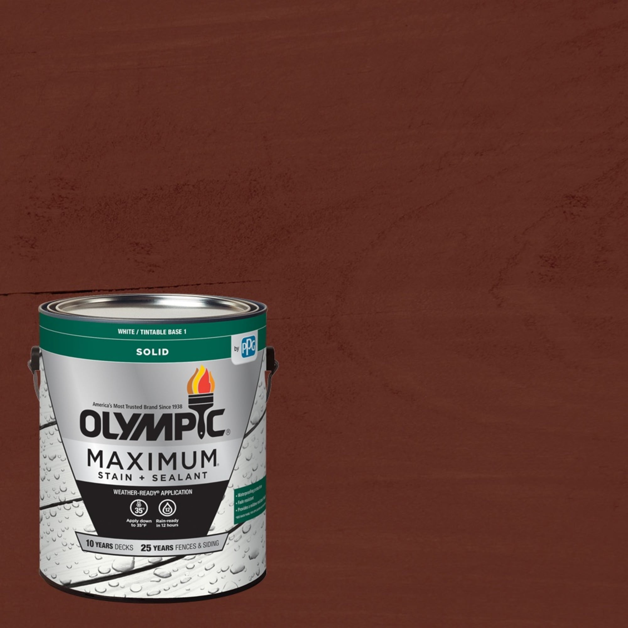 Olympic Maximum 1 GallonSC-1052 Deep Redwood Solid Color Exterior Stain and Sealer in One