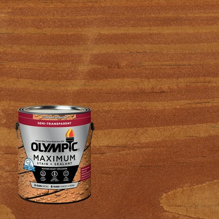Olympic Maximum 1 Gallon Redwood Semi-Transparent Exterior Ready to Use Stain and Sealer in One Low VOC