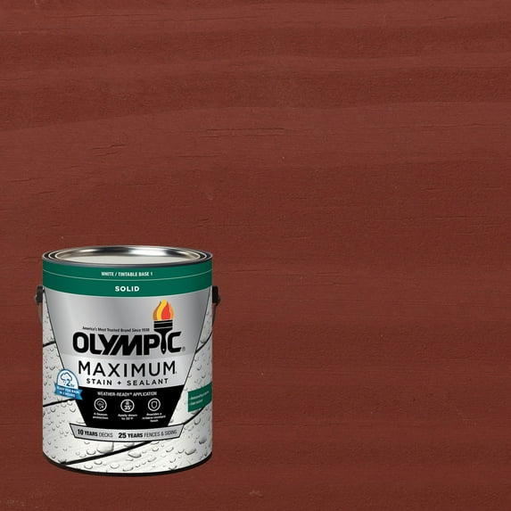 Olympic Maximum 1 Gallon SC-1088 Winning Red Solid Color Exterior Stain and Sealer in One