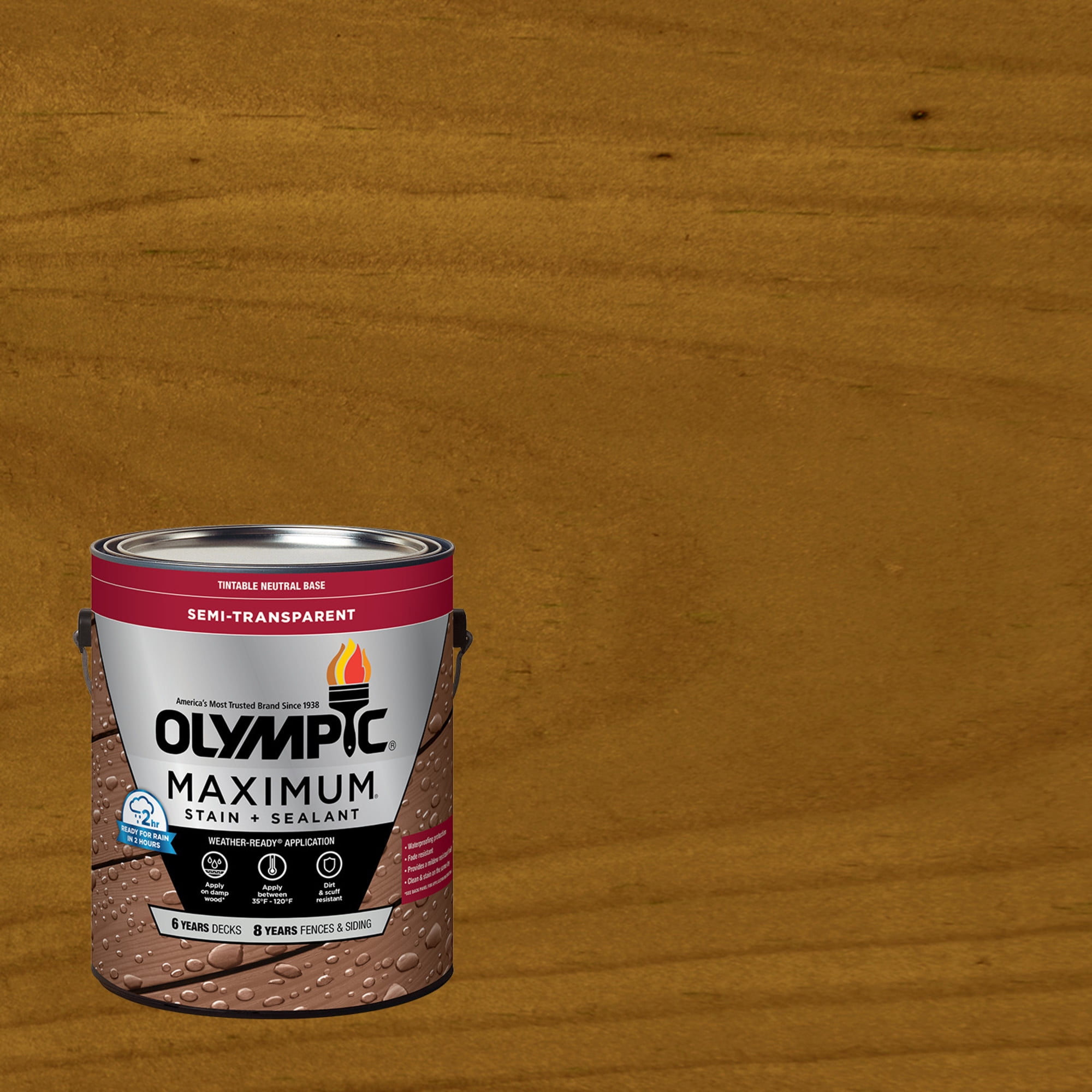 Olympic Maximum 1 Gallon ST-2024 Sierra Semi-Transparent Exterior Stain and Sealer in One Low VOC