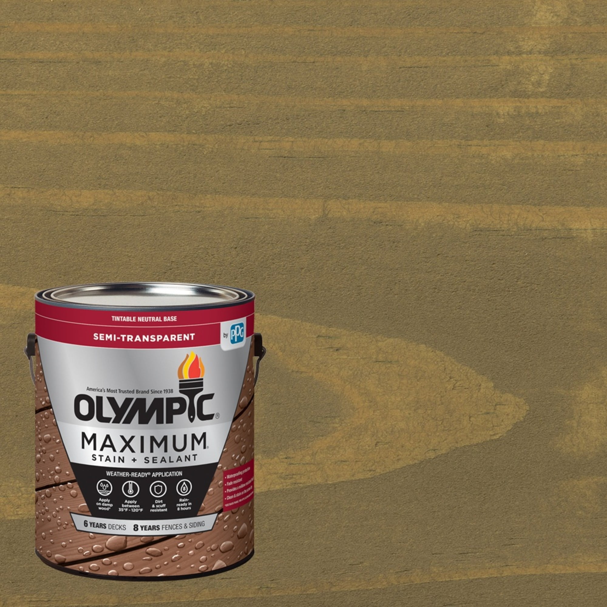 Olympic Maximum 1 Gallon ST-2025 Storm Gray Semi-Transparent Exterior Stain and Sealer in One Low VOC
