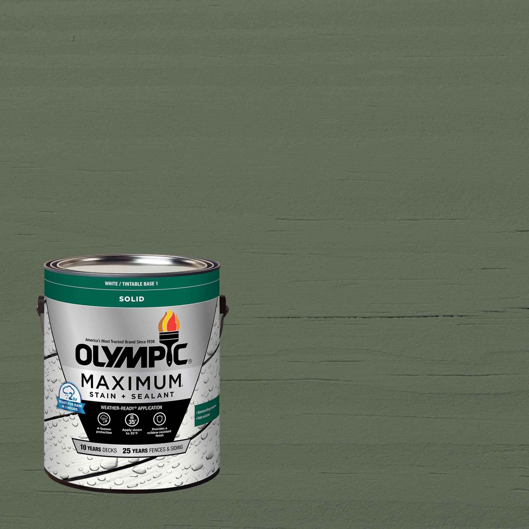 Olympic Maximum 1 GallonSC-1080 Steely Sea Solid Color Exterior Stain and Sealer in One