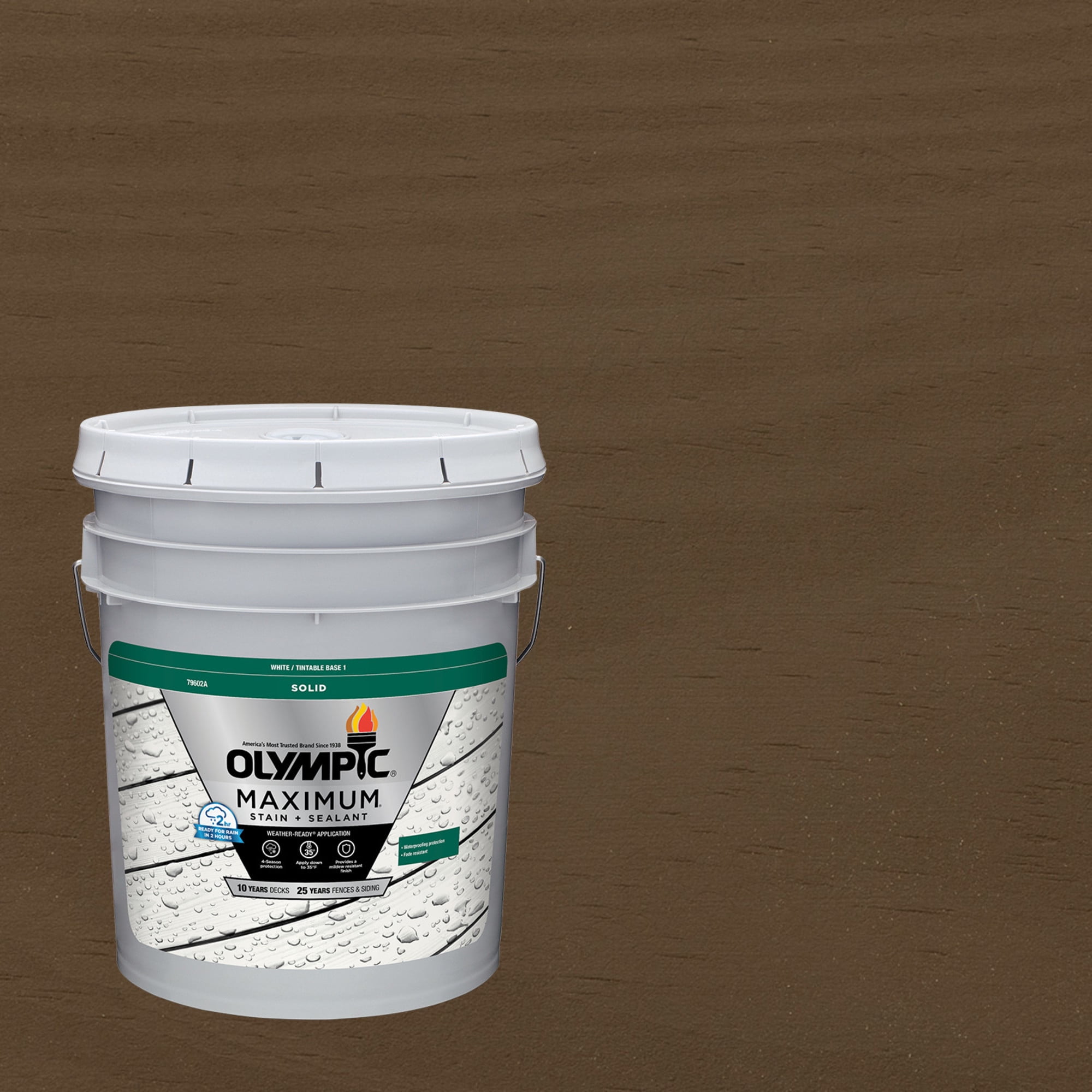Olympic Maximum 5 Gallons SC-1004 Autumn Brown Solid Color Exterior Stain and Sealer in One