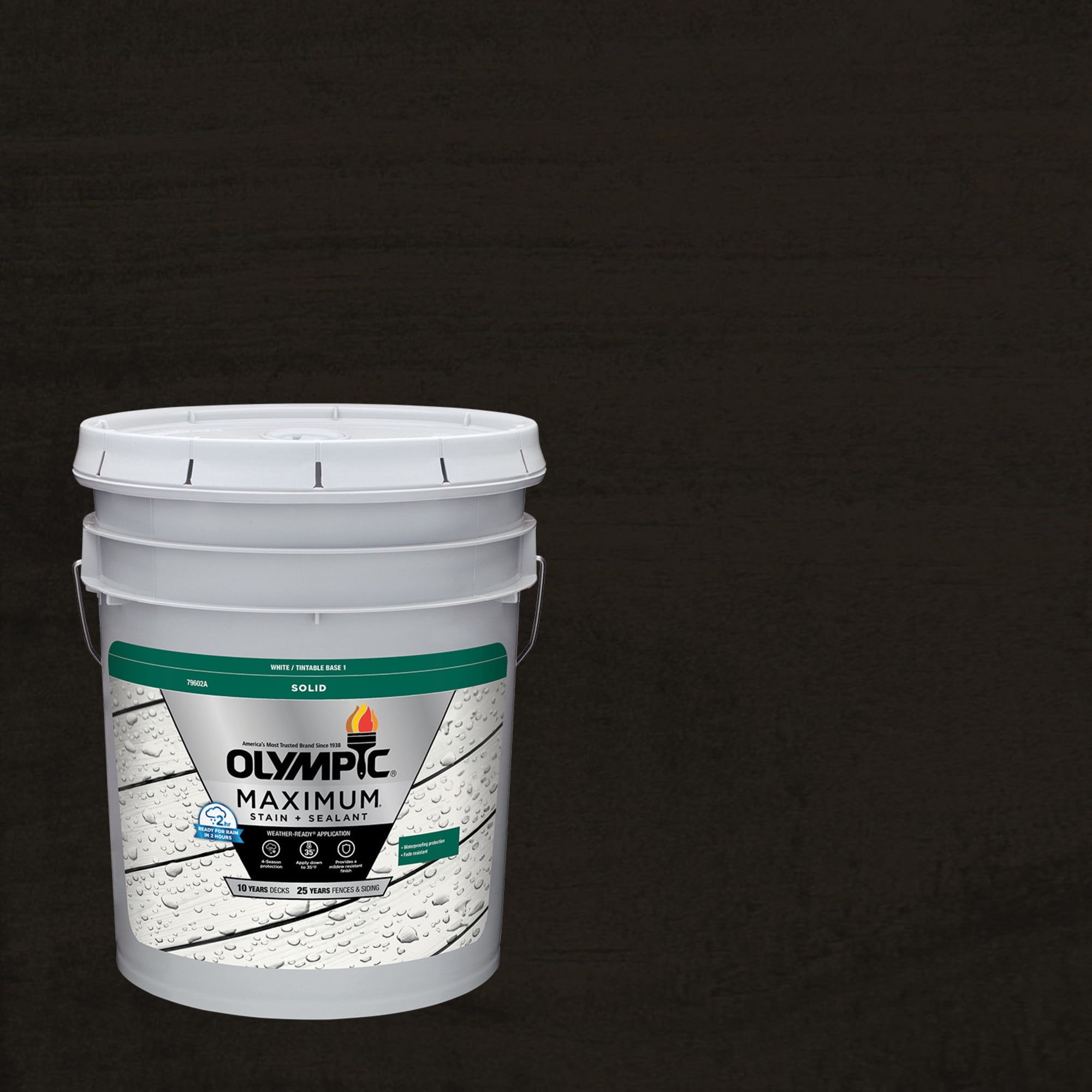 Olympic Maximum 5 Gallons SC-1028 Ebony Solid Color Exterior Stain and Sealer in One