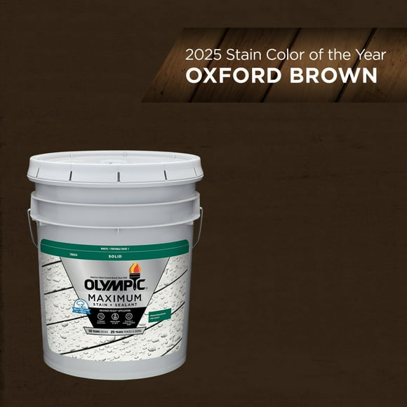 Olympic Maximum 5 Gallons SC-1058 Oxford Brown Solid Color Exterior Stain and Sealer in One