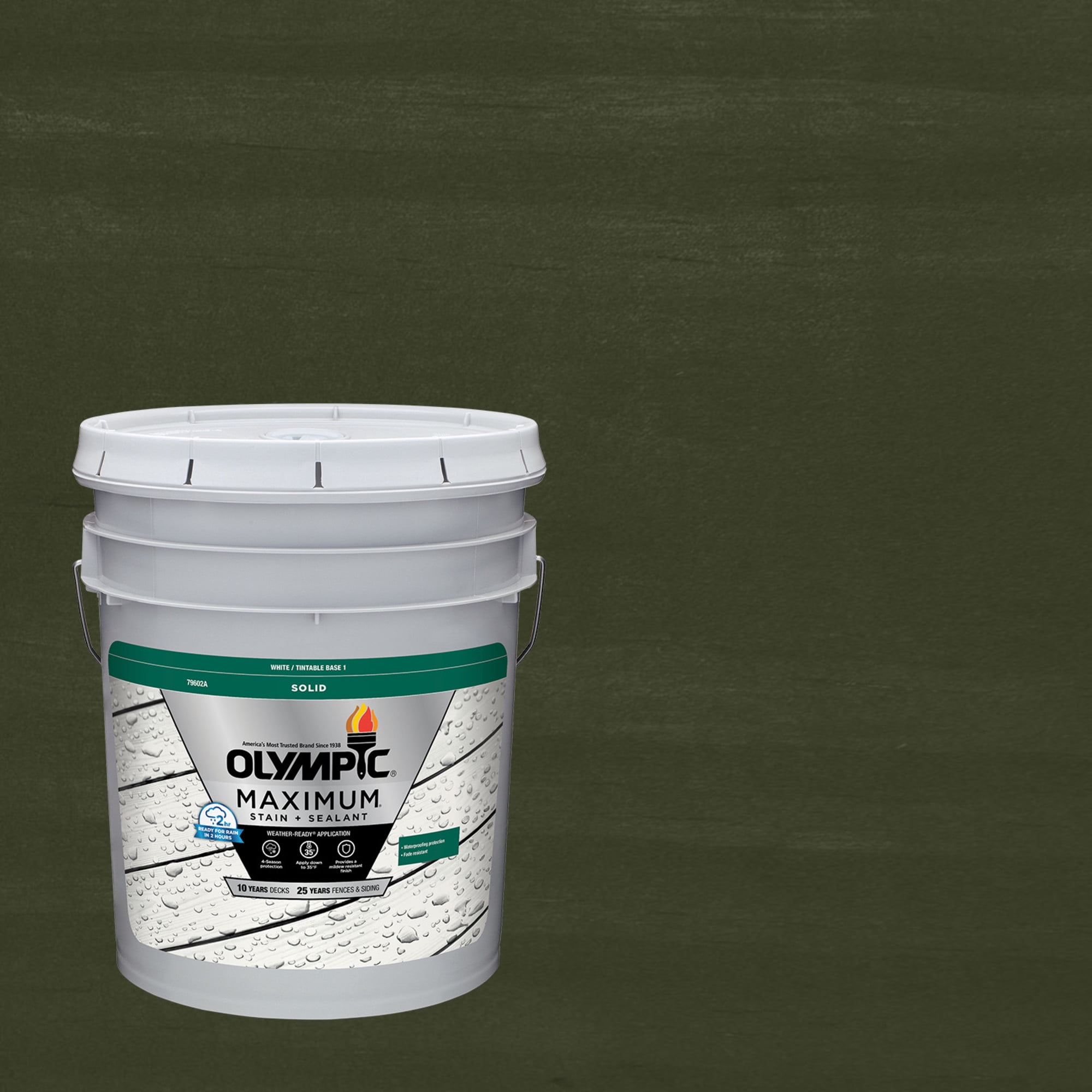 Olympic Maximum 5 Gallons SC-1063 Pocono Pine Solid Color Exterior Stain and Sealer in One