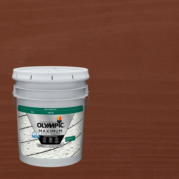 Olympic Maximum 5 Gallons SC-1064 Port Wine Solid Color Exterior Stain and Sealer in One