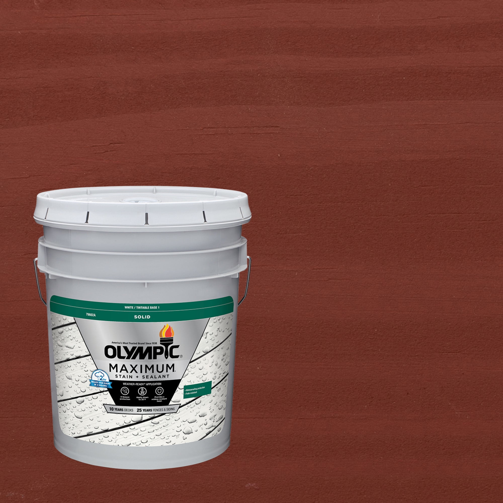 Olympic Maximum 5 Gallons SC-1088 Winning Red Solid Color Exterior Stain and Sealer in One