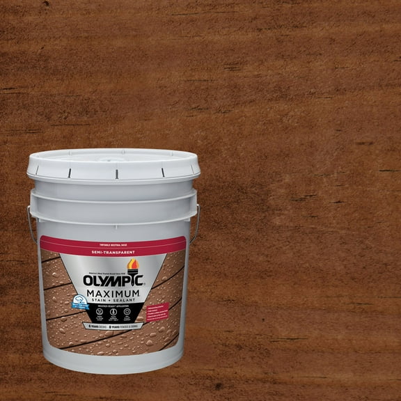Olympic Maximum 5 Gallons ST-2011 Dark Mahogany Semi-Transparent Exterior Stain and Sealer in One Low VOC