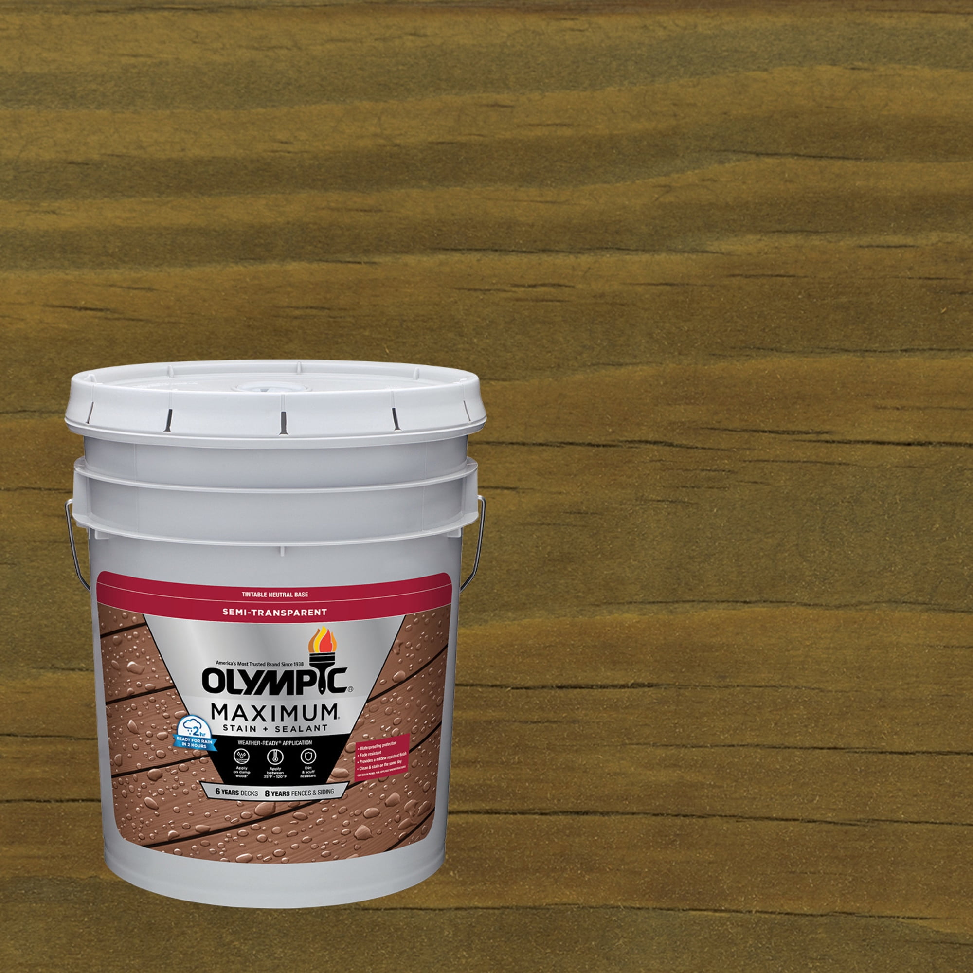 Olympic Maximum 5 Gallons ST-2013 Driftwood Gray Semi-Transparent Exterior Stain and Sealer in One Low VOC