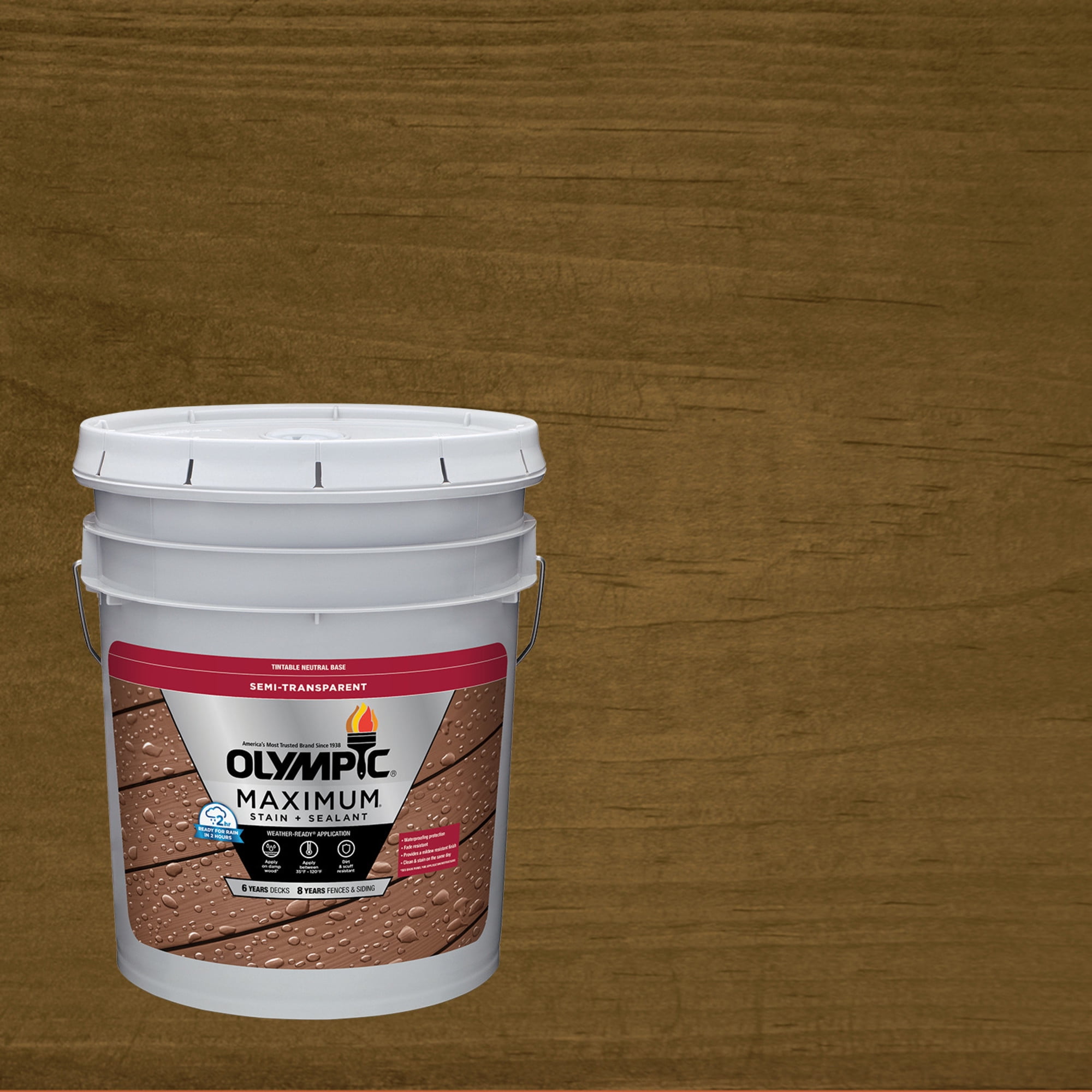 Olympic Maximum 5 Gallons ST-2016 Light Mocha Semi-Transparent Exterior Stain and Sealer in One Low VOC