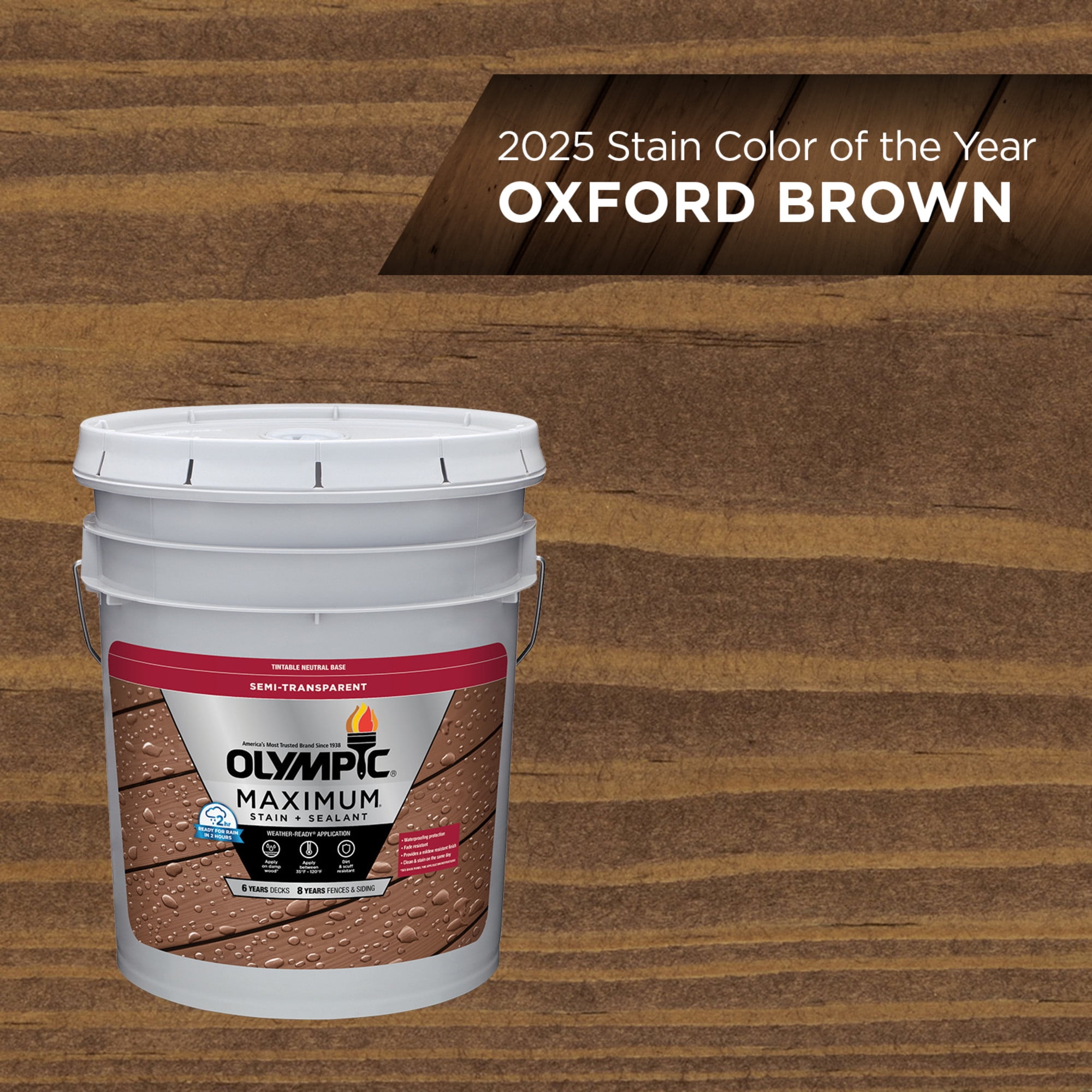 Olympic Maximum 5 Gallons ST-2019 Oxford Brown Semi-Transparent ...