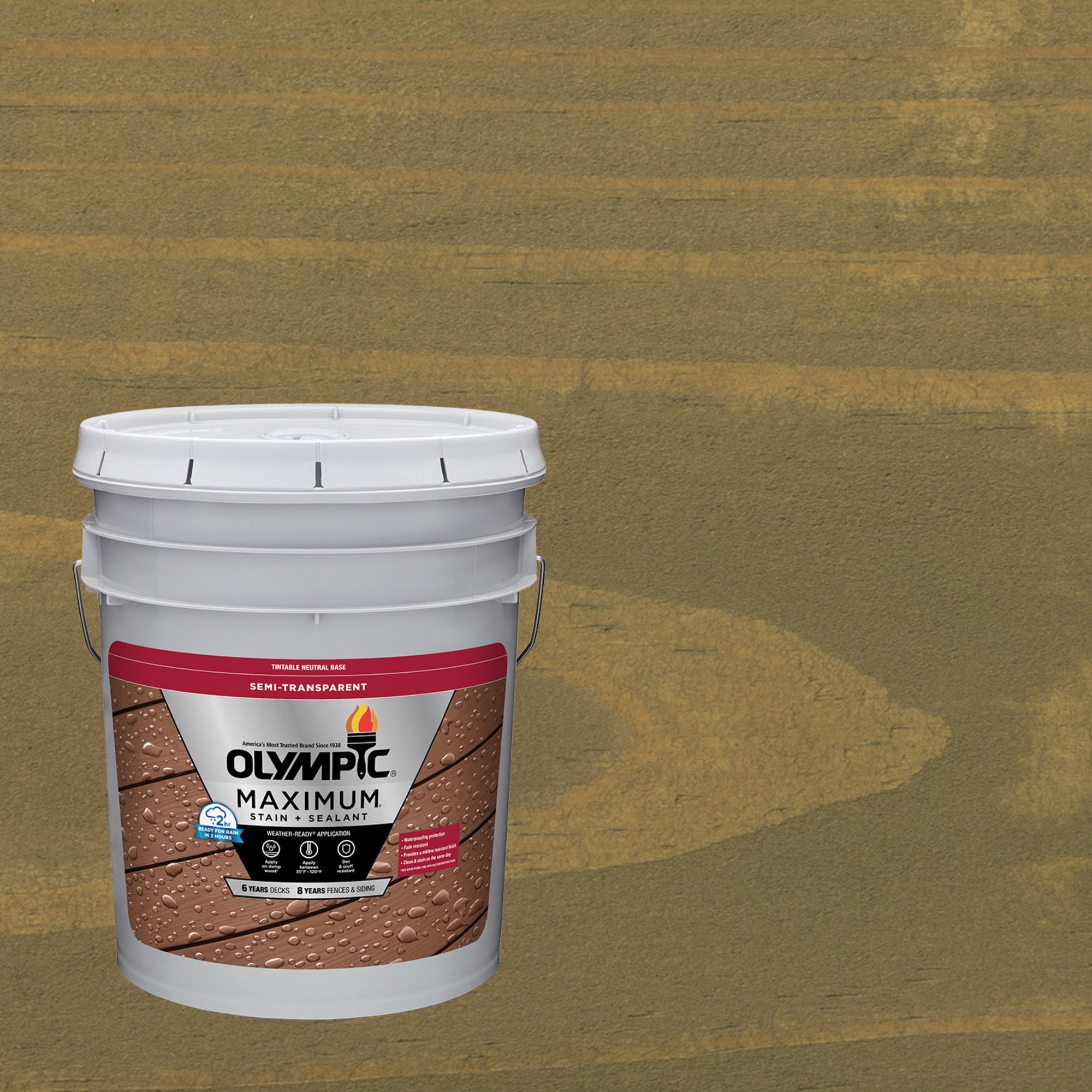 Olympic Maximum 5 Gallons ST-2025 Storm Gray Semi-Transparent Exterior Stain and Sealer in One Low VOC