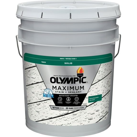 Olympic Maximum 5 Gallons White/Base 1 Solid Color Exterior Stain and Sealer in One