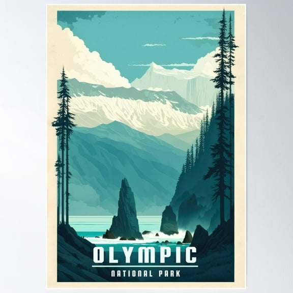 Olympic National Park Poster Wall Art, Modern Wall Decor For Living Room Bedroom, 24x36 UNFRAMED