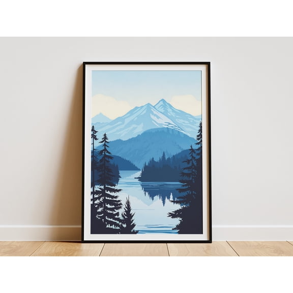 Olympic National Park Poster Washington State Mountain Lake Landscape Nature Art Print