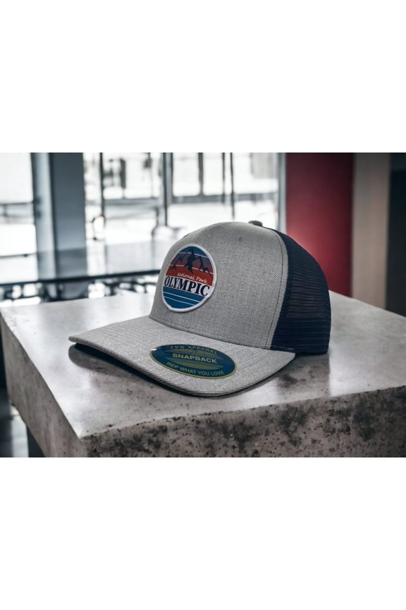 Olympic National Park Trucker Hat - Heather Grey on Black