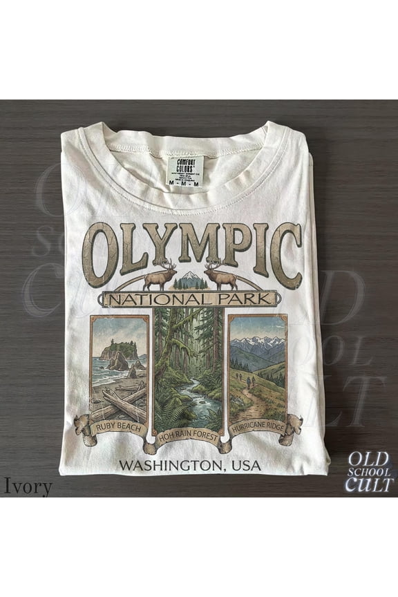 Olympic National Park Vintage Graphic Tshirt, Retro Washington USA 90s Ruby Beach Tee, Unisex Cotton T-Shirt, Sizes S-3XL