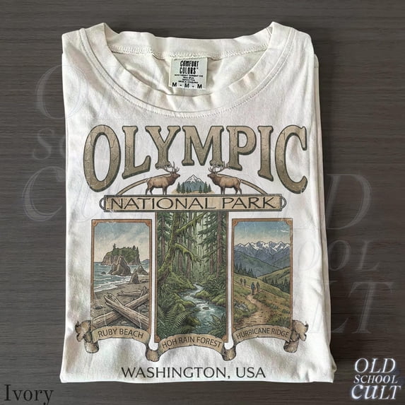 Olympic National Park Vintage Graphic Tshirt, Retro Washington USA 90s Ruby Beach Tee, Unisex Cotton T-Shirt, Sizes S-3XL