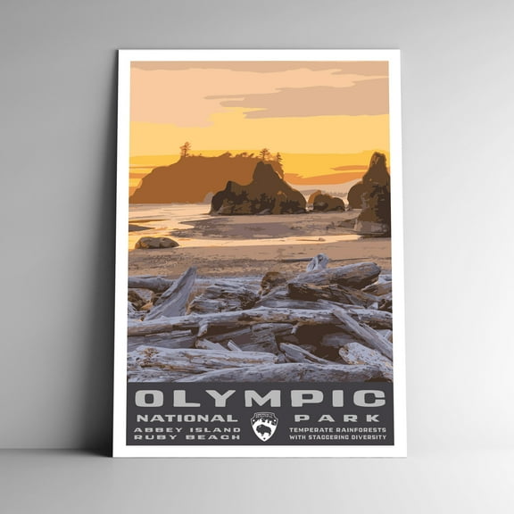 Olympic National Park Vintage Travel Poster / Postcard WPA Style Retro Washington