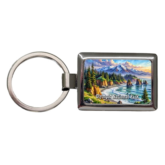 Olympic National Park Washington Metal Rectangle Keychain