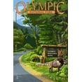 thumbnail image 1 of Olympic National Park, Washington, Park Entrance and Elk (16x24 Giclee Gallery Art Print, Vivid Textured Wall Decor), 1 of 3