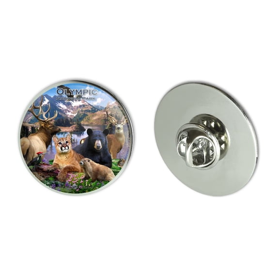 Olympic National Park Washington WA Animals Cougar Bear Elk Beaver Metal 1.1" Tie Tack Hat Lapel Pin Pinback
