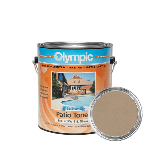 Olympic Patio Tones - Silk Straw - 1 Gallon - Non-slip acrylic deck and patio coating, concrete restorer.