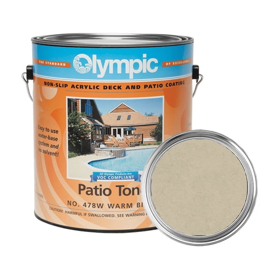 Olympic Patio Tones - Warm Biscuit - 1 Gallon - Non-slip acrylic deck and patio coating, concrete restorer.