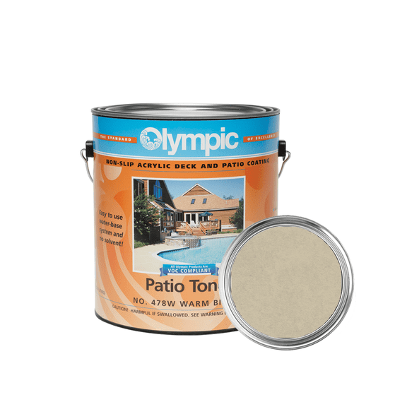 Olympic Patio Tones - Warm Biscuit - 1 Gallon - Non-slip acrylic deck and patio coating, concrete restorer.