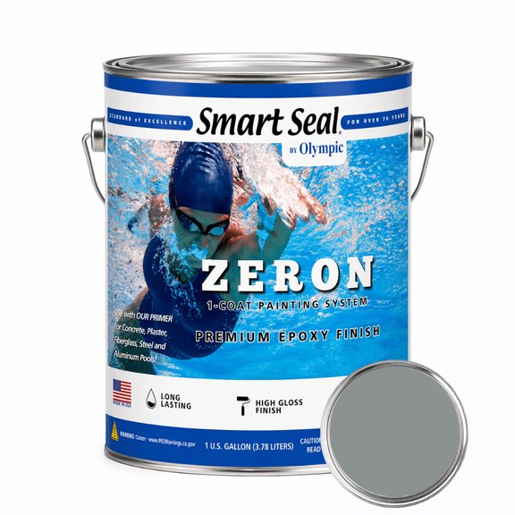 Olympic Pool Paint - Zeron - Gray Oasis - 1 Gallon - two-part epoxy swimming pool paint - one-coat for plaster, fiberglass, steel and aluminum pools.