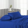 thumbnail image 1 of Olympic Queen Size 600 Thread Count Luxury Extrasoft 100% Egyptian Cotton 4 Piece Sheets Set in Hotel Quality Egyptian Blue Stripe, 1 of 5