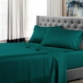 thumbnail image 1 of Olympic Queen Size Luxury Extrasoft 100% Supima Cotton 4 Piece Sheets Set in Hotel Quality Sateen Weave Teal Solid 15 Inch Deep Pocket, 1 of 5