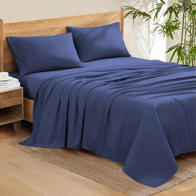 Olympic Queen Size Sheet Set, 600 Thread Count 100% Pima Cotton, Deep Pockets – Soft & Luxurious Bedding 17-20 Inch Mattresses, Soft & Durable Bedding Olympic-Queen Size (Solid, Medium Blue)