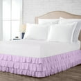 thumbnail image 1 of Olympic Queen Size Tailored Drop Multi Ruffled Solid Bed Skirt with Adjustable Elastic Belt Microfiber Fabric Fade & Wrinkle Resistant Bed Frame Cover Easy to Fit & Care (17 Inch Drop, Lilac), 1 of 4