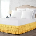 thumbnail image 1 of Olympic Queen Size Tailored Drop Multi Ruffled Solid Bed Skirt with Adjustable Elastic Belt Microfiber Fabric Fade & Wrinkle Resistant Bed Frame Cover Easy to Fit & Care (9 Inch Drop, Golden), 1 of 4