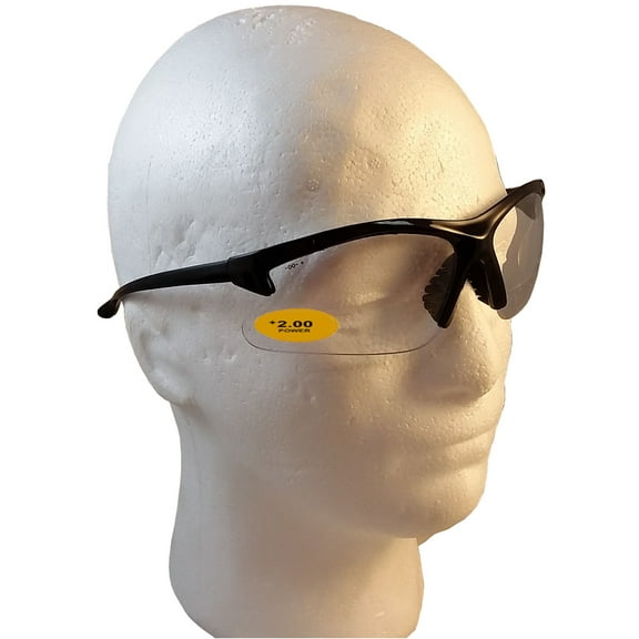 Olympic Reading Safety Glasses w/ Black Frame Clear Lens 2.0 power Bifocal and Lens Cleaning Bag