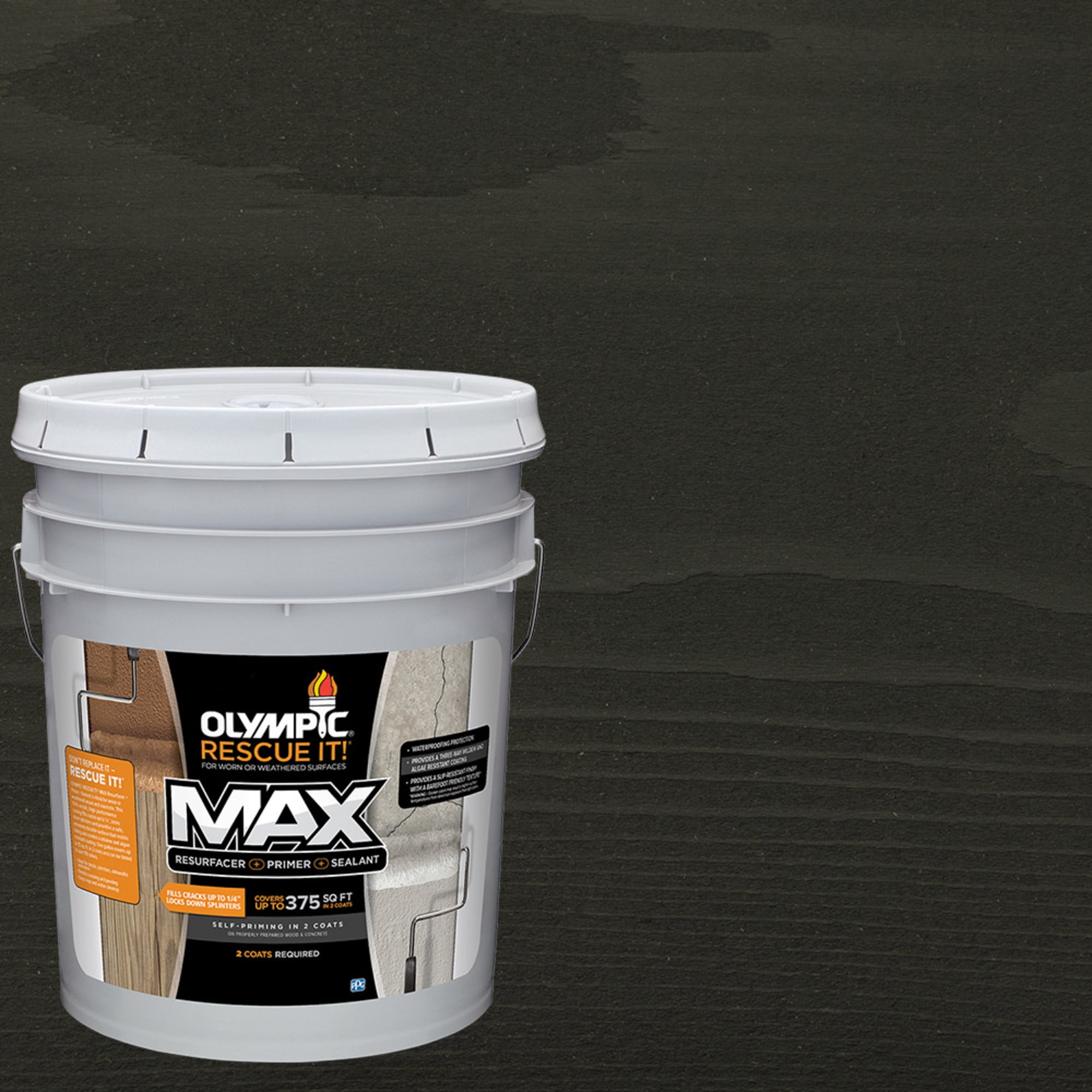 Olympic Rescue It 5 Gallons SC-1026 Deep Charcoal Solid Exterior Deck Resurfacer and Primer with Sealer