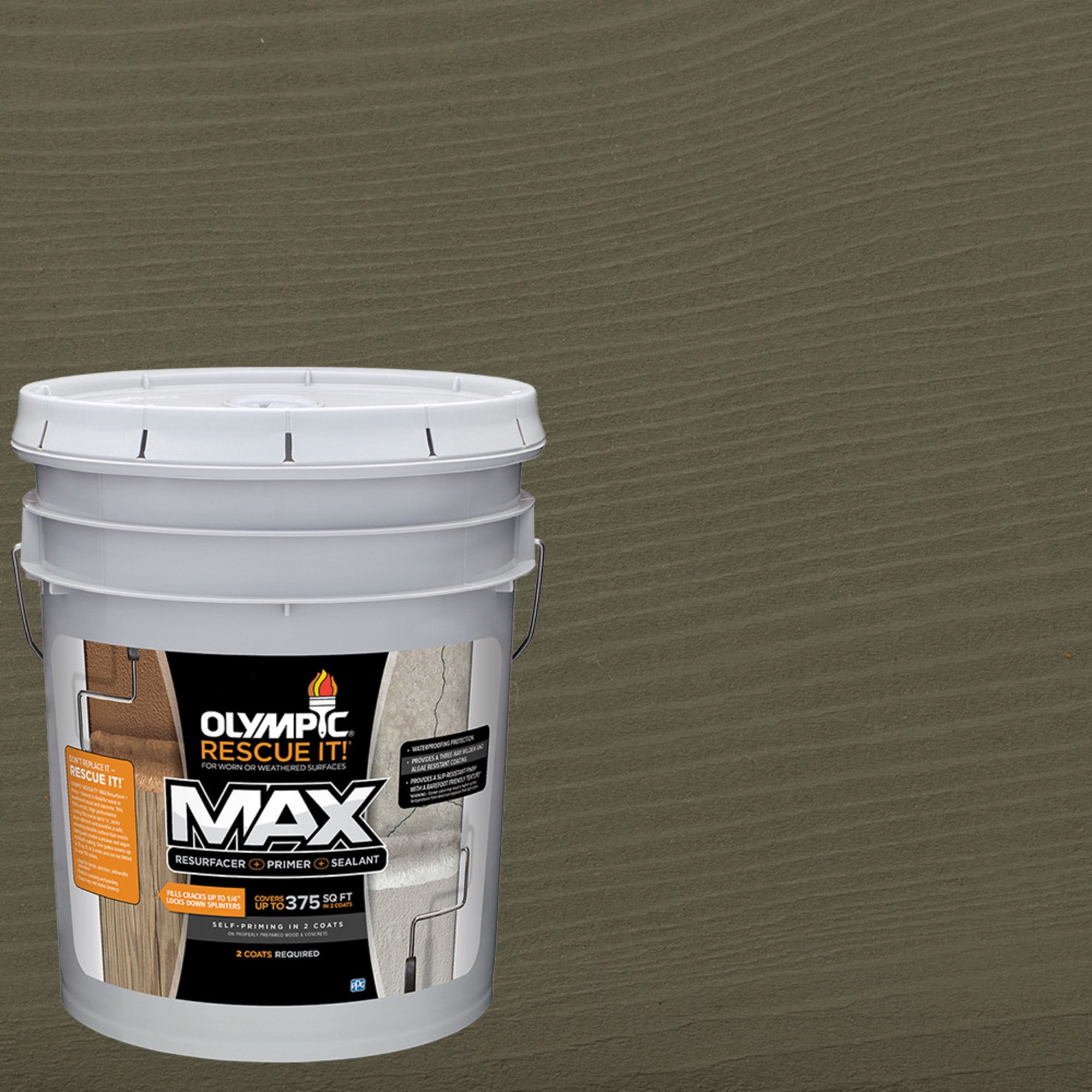 Olympic Rescue It 5 Gallons SC-1059 Pewter Solid Exterior Deck Resurfacer and Primer with Sealer